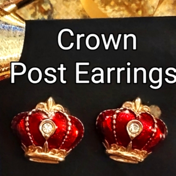 Avon Crystal Crown  Pierced Earrings (c) - Picture 2 of 9